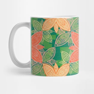 Flower Mandala Orange and Green Mug